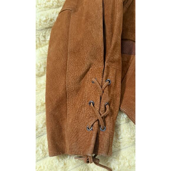 Women’s Vintage 80’s Fringe Leather Jacket Brown Western Express Size Large - Picture 16 of 16